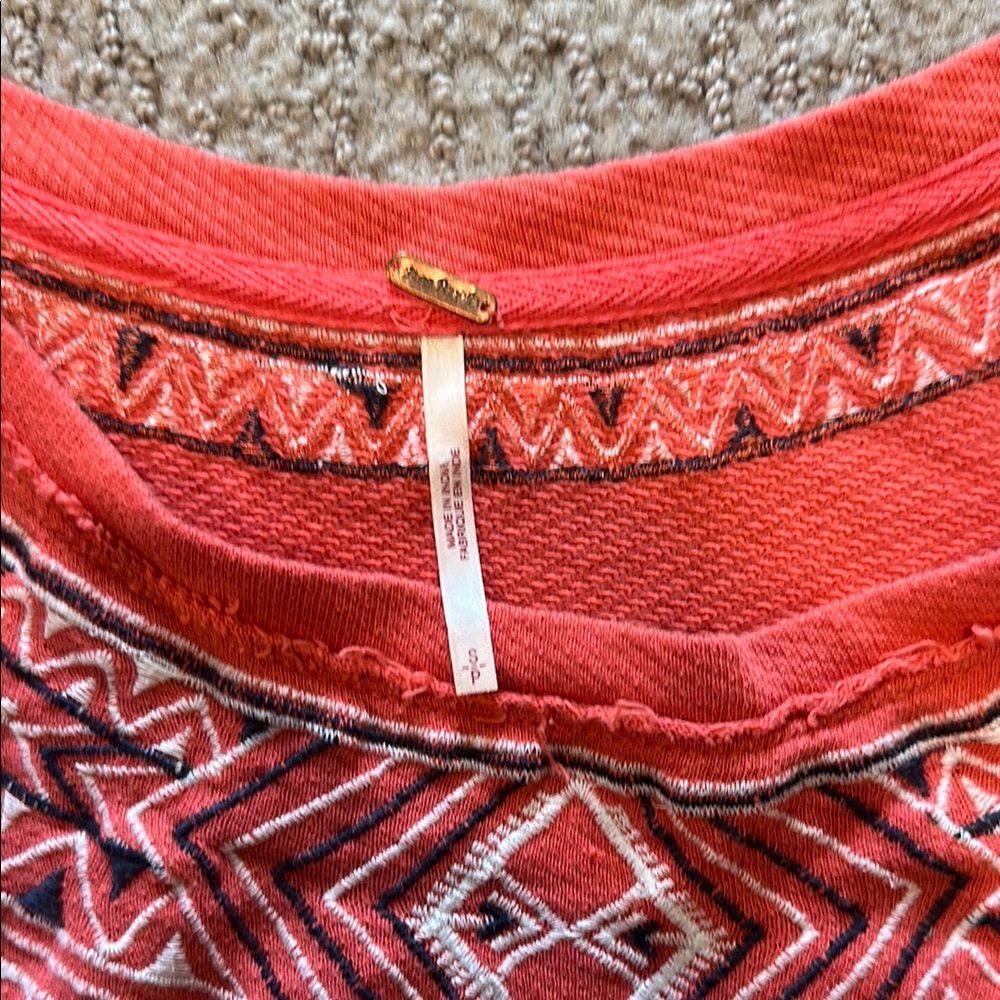 Free People  Coral Embroidered Top - Picture 3 of 4